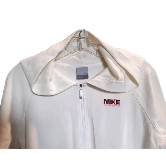 Vintage Nike Hoodie Sports Track Jacket White Pink Arm Stripe Size L 12-14 - Picture 4 of 9